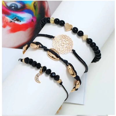 Prosperk náramek černo zlatý mandala S3418