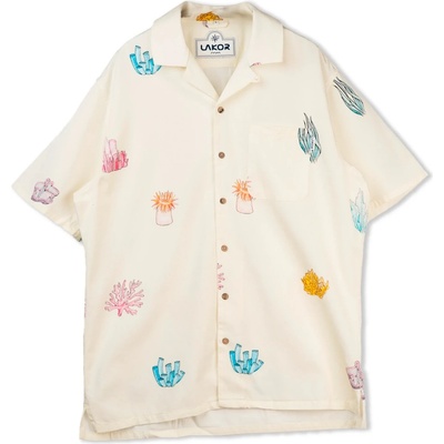 LAKOR Мъжка риза с копчета LAKOR Coral Short Sleeve Shirt - Star White (033-3075-0211)