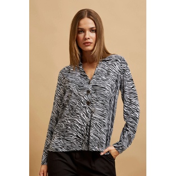 Moodo Риза с V-образен деколте в черно и бяло Moodo Moodo | Cheren Byal | ЖЕНИ | 38