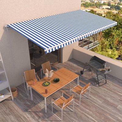 VidaXL Automatická zatahovací markýza 600 x 350 cm modrobílá