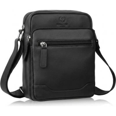 Paolo Peruzzi Černá pánská kožená crossbody taška Cobus