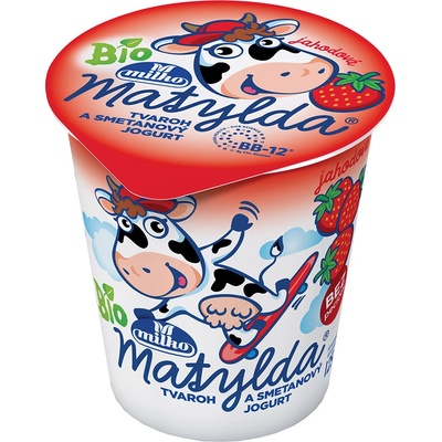 Milko Matylda Bio Tvaroh a smetanový jogurt jahoda 125 g – Zbozi.Blesk.cz