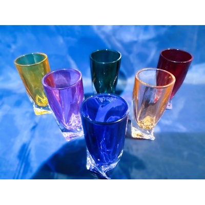 Crystalite Bohemia sklenice Quadro vodka barevné 6 x 50 ml 6