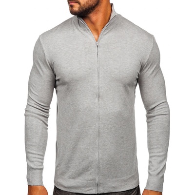 Bolf pánsky sveter so zapínaním na zips MM6004 sivý