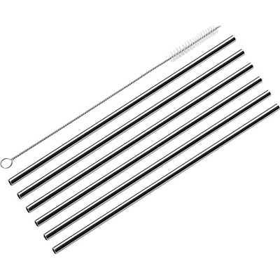 Cilio STEEL Rovná nerezová brčka 6 ks s čistícím kartáčkem