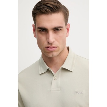 BOSS Orange Памучна тениска с яка BOSS Orange в бежово с изчистен дизайн 50520109 (50520109)