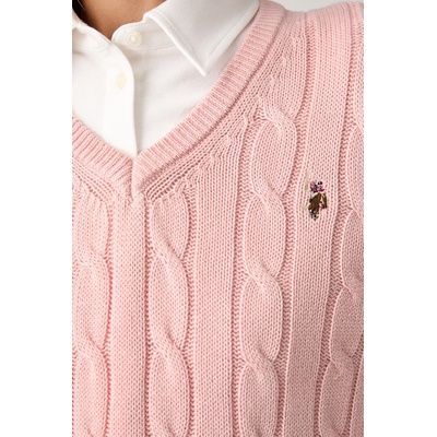 U. S. Polo Assn U. S. Polo Assn. пуловер дамски от памук V-NECK CABLE (WUP0397)