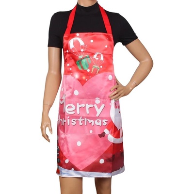 Коледна престилка с ръкавица и ръкохватка в червено