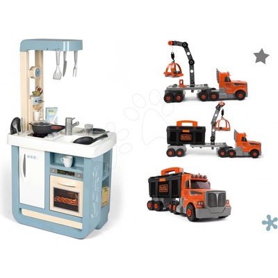 Smoby Bon Appetit Kitchen Grey set kuchynka so zvukom s pracovným kamiónom Black&Decker