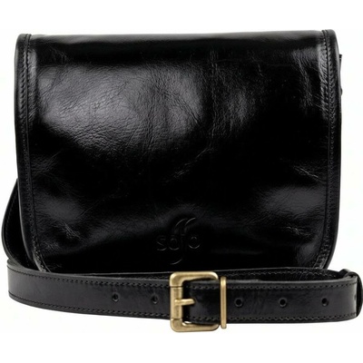 Dámská crossbody kabelka z kozí kůže SUNITA TENEBRA černá s nastavitelným popruhem zapínání na magnet