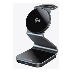 Dviced 3-in-1 Magnetic Qi2 wireless charger stand w cable, wall charger - Tarnish gray (DV230009) - iStore