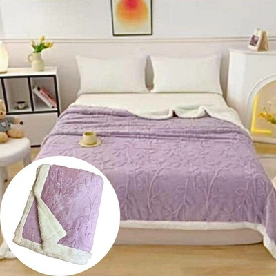 TiaHome Deka Flower luxury beránková z mikroplyše fialová 150x200