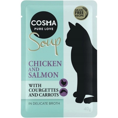 Cosma Soup filetky polievka Kuracie Mäso Losos cuketa mrkva 12 x 40 g