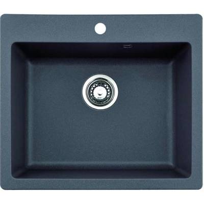 Inter Ceramic Кухненска мивка ICGS 5050 GRAY, Inter Ceramic, гранит, едно корито, със сифон, 50х22.5х57см (8304 GREY CENTRAL HOLE)