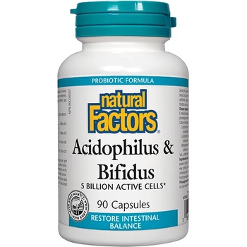 Natural Factors Acidophilus & Bifidus, 90 капсули, Natural Factors (1800 NF)