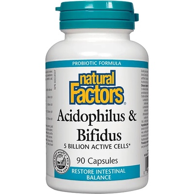Natural Factors Acidophilus & Bifidus, 90 капсули, Natural Factors (1800 NF)