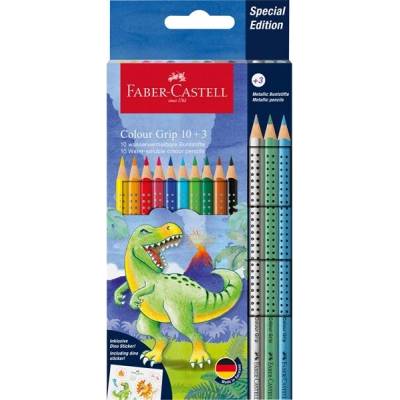 Faber Castell Grip Dinosaurus sada 10+3 trojuholníkových farebných ceruziek FC201545