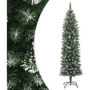 vidaXL Изкуствена тънка коледна елха със стойка, 240 см, PVC (345168)