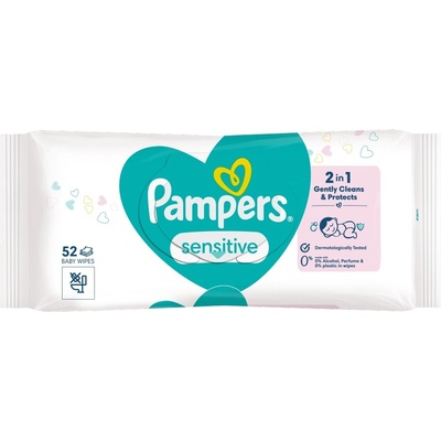 Pampers vlhčené obrúsky Sensitive Plastic Free 52 ks