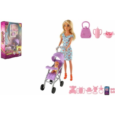 Teddies Anlily 30 cm s holčičkou a kočárkem + doplňky