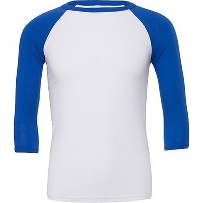 Bella+Canvas Baseballové triko se 3/4 kontrastními rukávy modrá královská CV3200 bílá