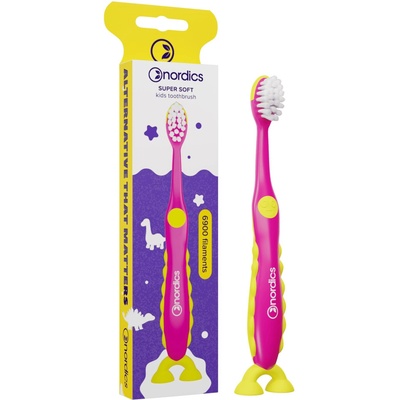 Nordics Премиум детска четка за зъби Дино 6900, Soft, лилава