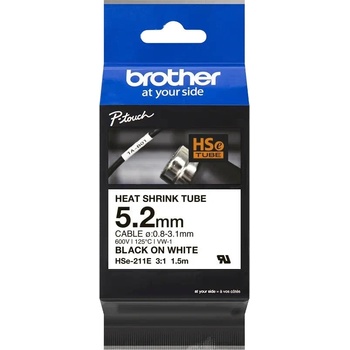 Brother Консуматив, Brother HSe-211E 5.2mm Black on White Heat Shrink Tape (HSE211E)