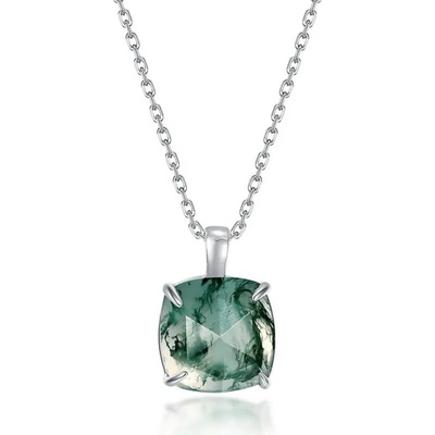 Majya Stříbrný přívěsek s řetízkem s mechovým achátem 11803