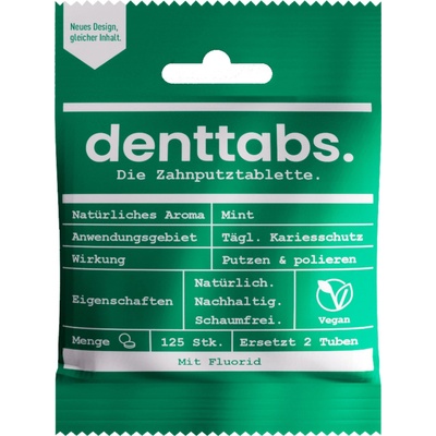 Denttabs přírodní v tabletách s fluoridem 125 ks 40 g