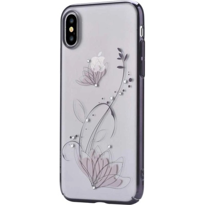 DEVIA Crystal Lotus Case - поликрабонатов кейс за iPhone XS, iPhone X (с кристали Сваровски) (черен)