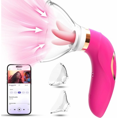 SuperLove Sucking Licking & Vibrating Clitoral & Nipple Stimulator with App Pink