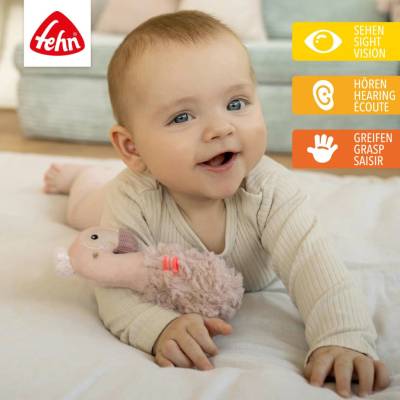 BABY FEHN Chrastítko do ruky plameňák Pink