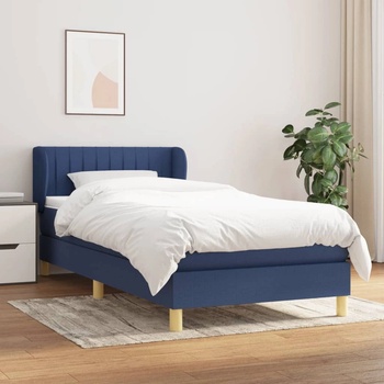 vidaXL Боксспринг легло с матрак, синя, 90x200 см, плат (3126939)