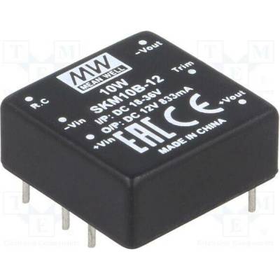 MEAN WELL SKM10B-12 Měnič: DC/DC; 10W; Uvst: 18÷36VDC; Uvýst: 12VDC; Ivýst: 833mA; DIP