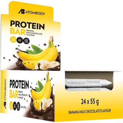 Atombody Протеинов бар 24x55g - Banana in Dark Chocolate