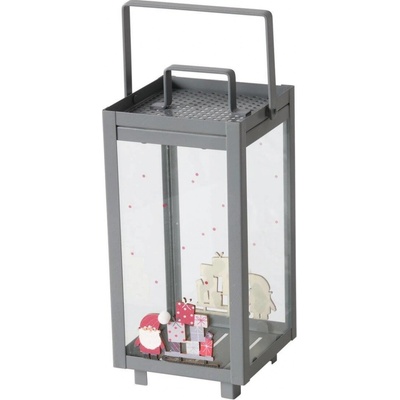 Boltze Home Vánoční lucerna na svíčku MONTI, 23 cm, šedá šedá