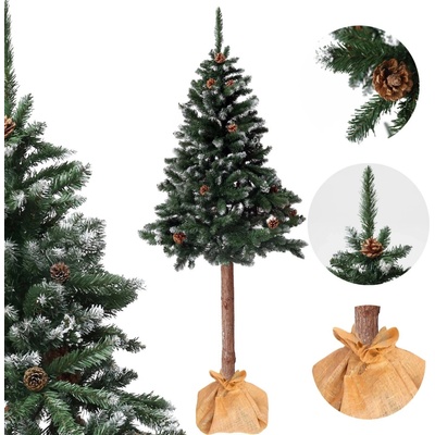 Bauerkraft Umelý vianočný stromček na kmeni 180 cm, diamantová borovica so šiškami, zasnežený