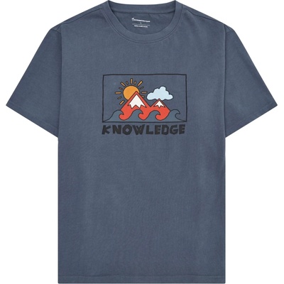 KnowledgeCotton Apparel Мъжка тениска KnowledgeCotton Apparel Regenerative Organic Cotton Front Print T-Shirt - Vintage Indigo (216-8563-0411)