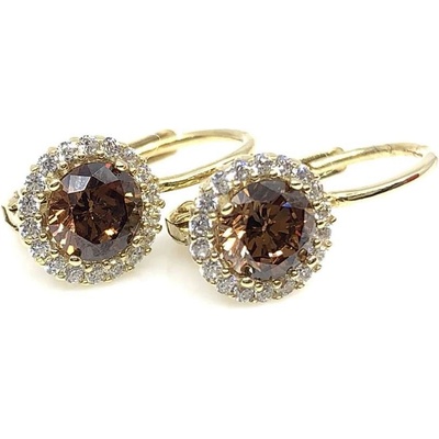 Jan Kos jewellery zlaté náušnice s hnědým kamenem 59632589