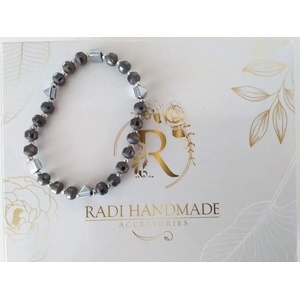 Radi handmade Мъжка гривна с графитени перли и сребрист хематит (396)