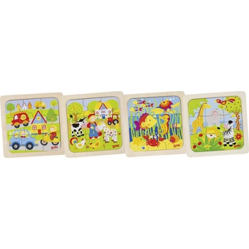 Image 1 of Goki Дървен пъзел Goki - Животинки, ферма и градска среда, асортимент (57499)