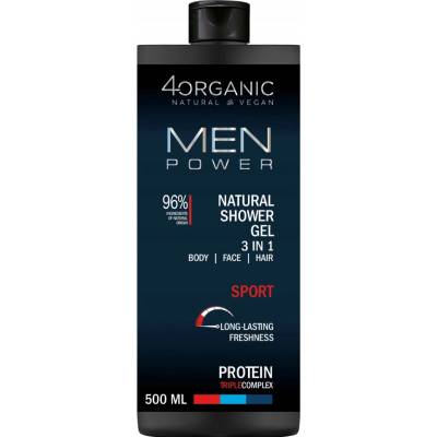 4Organic Men Power prírodný sprchový gél 3v1 pre mužov 500 ml