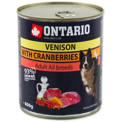 ONTARIO Can Venison, Cranberries, Safflower - консерва за куче с еленско месо, червени боровинки и масло от шафран 800 гр, Чехия 214-2194