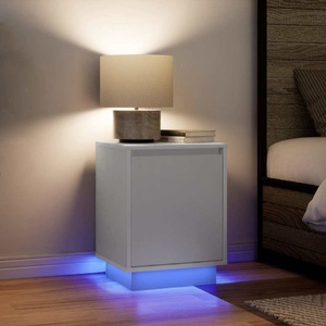 vidaXL Нощни шкафчета с LED осветление 2 бр. , бели 38x34x50 cm (861266)