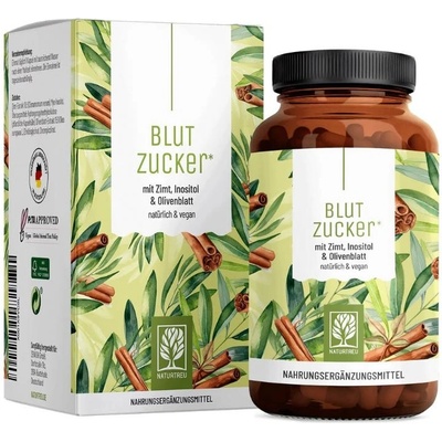 Naturtreu Krvný cukor Inositol, škorica, chróm a olivové listy pre normálnu hladinu cukru, 90 kapsúl