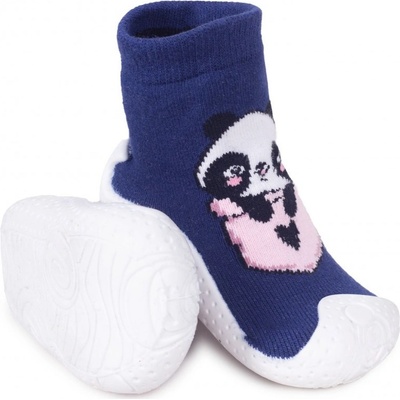 Tmavě modré botičky ponožky s gumovou podrážkou – Zboží Mobilmania