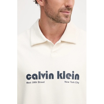 Calvin Klein Jeans Тениска с яка Calvin Klein Jeans в бежово с принт LV04RC243G (LV04RC243G)