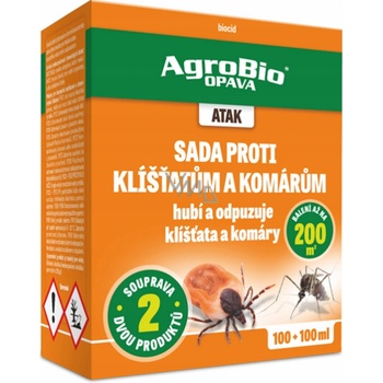 AgroBio Atak Sada proti klíšťatům a komárům 2 x 100 ml