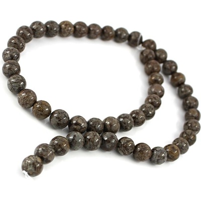 Přírodní 8mm korálky Snowflake Obsidian - 47Ks - 8mm