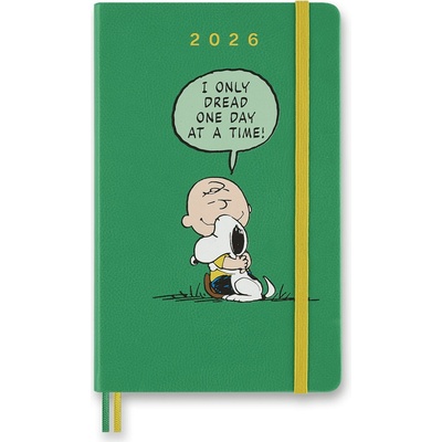 Moleskine Peanuts A5 denní 2026 zelený – Sleviste.cz